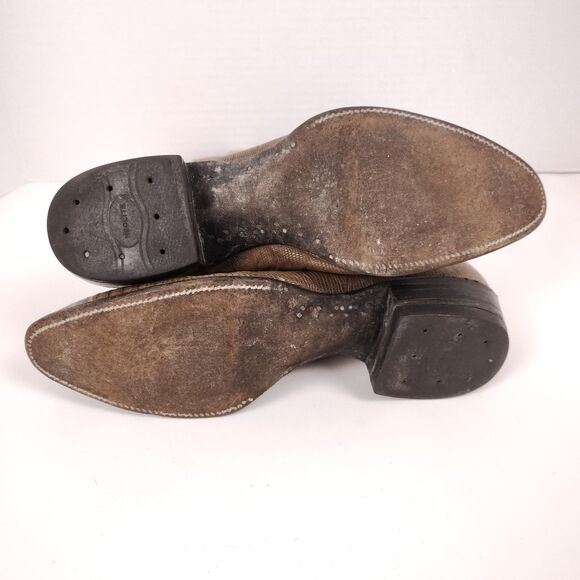 Vtg Laramie Leather Western Cowboy Boot Handmade Patchwork Lizard Brown Sz 6 D - Picture 11 of 11